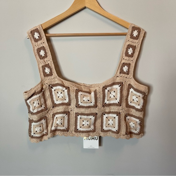 NWT Show Me Your Mumu XXL Granny Squares Crop Top 100% Cotton - Picture 2 of 6
